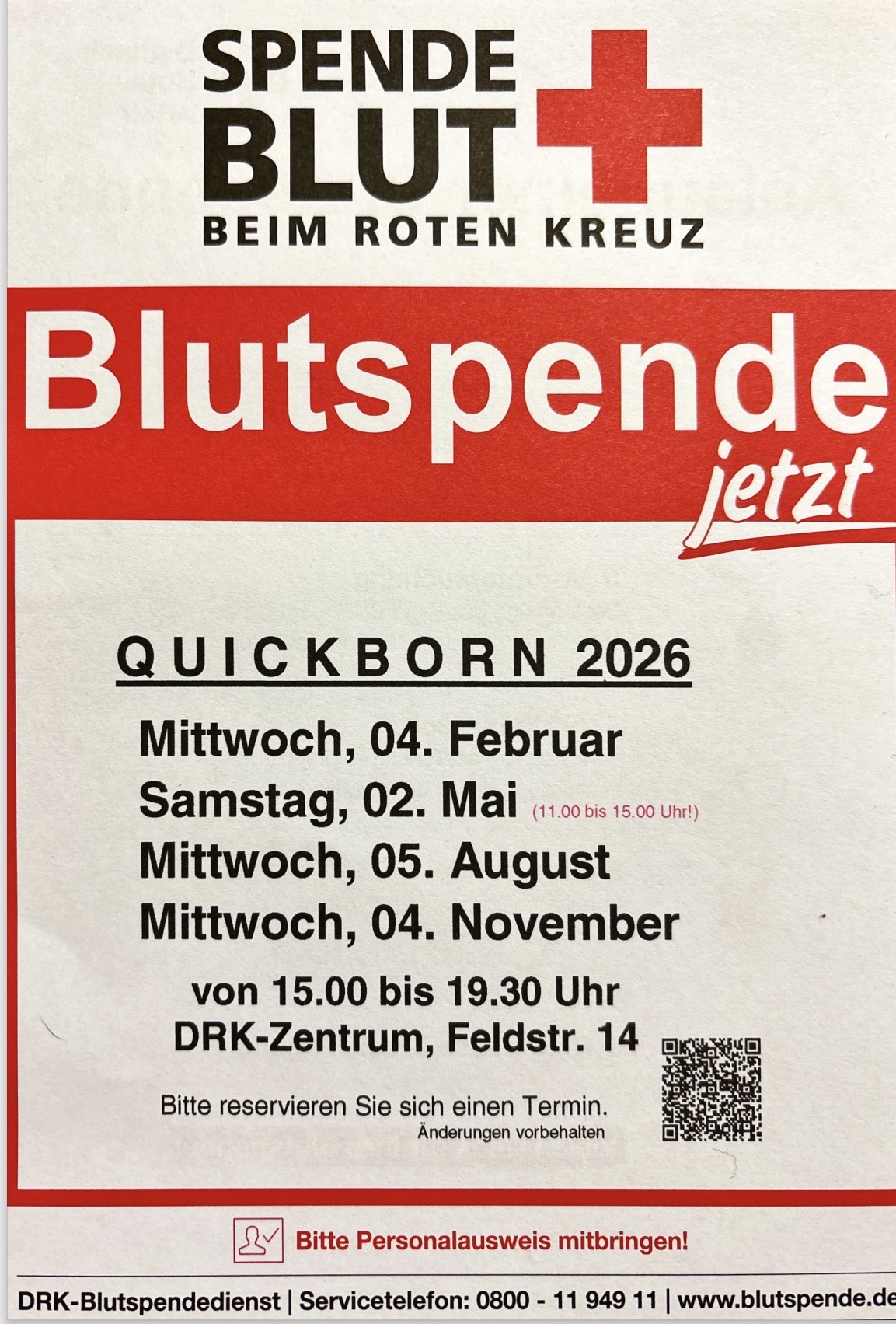 Blutspende Termine 2026